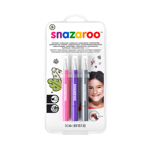 SNAZAROO FACE PAINT BRUSH SET 3X2 ML. - FANTASY