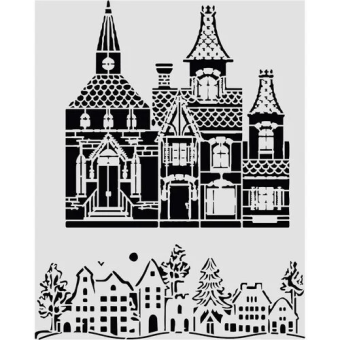 STAMPERIA CLASSIC CHRISTMAS TEMPLATE CHRISTMAS HOUSE 20 X 25 CM - KSTD216