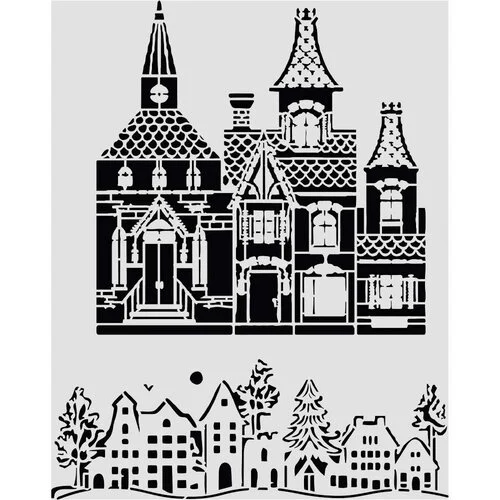 STAMPERIA CLASSIC CHRISTMAS ШАБЛОН CHRISTMAS HOUSE 20 Х 25 СМ - KSTD216