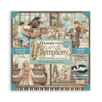 STAMPERIA SYMPHONY BLOCK PAPER 20.3/20.3 CM - SBBSXB26