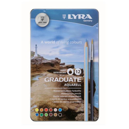 LYRA GRADUATE АКВАРЕЛНИ МОЛИВИ КОМПЛЕКТ В МЕТАЛНА КУТИЯ 12ЦВ
