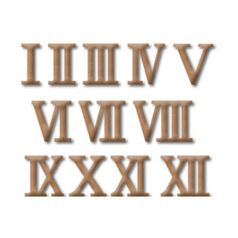 STAMPERIA WOODEN ROMAN NUMERALS H 3.5 CM 12 PCS MEDIUM KF271B