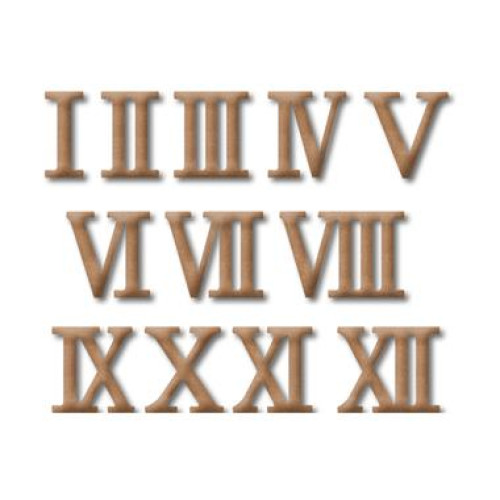 STAMPERIA WOODEN ROMAN NUMERALS H 3.5 CM 12 PCS MEDIUM KF271B