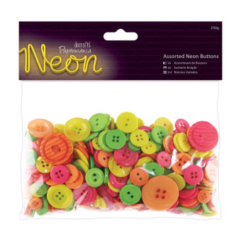 DOCRAFTS NEON MIX ASSORTED BUTTONS 250G - PMA 354324