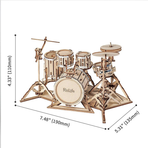 ROBOTIME 3D ДЪРВЕН ПЪЗЕЛ DRUM KIT 246 ЧАСТИ TG409