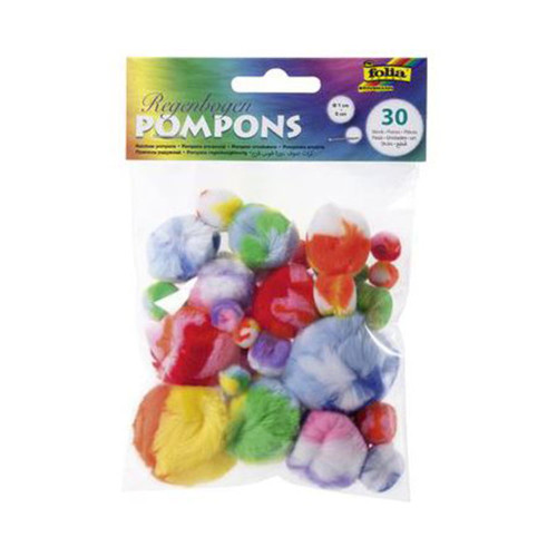 FOLIA ПОМПОНИ ЗА ДЕКОРАЦИЯ 30БР. АСОРТИ - RAINBOW