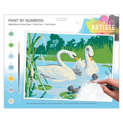 DOCRAFTS КОМПЛЕКТ ЗА РИСУВАНЕ ПО НОМЕРА - SERENE SWANS