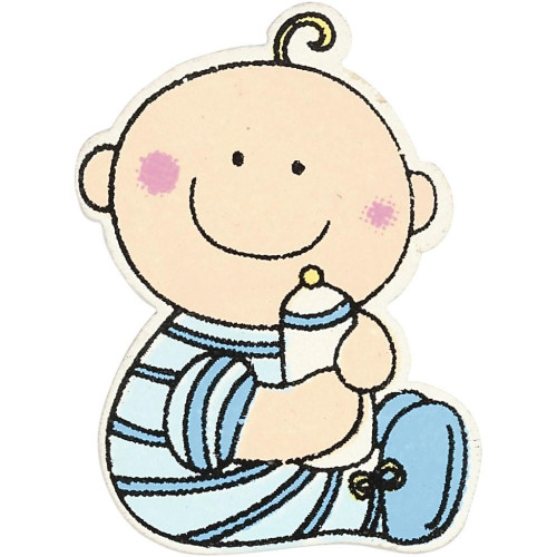 CREATIV WOODEN STICKERS 24-35 MM., 10 PCS. - BABY BOY