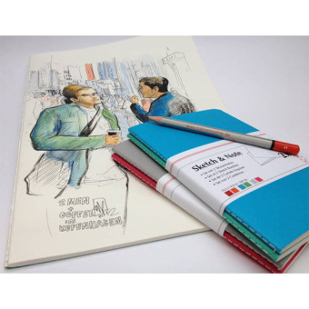 HAHNEMUHLE СКИЦНИК SKETCH & NOTE СИН/ЗЕЛЕН 125ГР А6 20Л.
