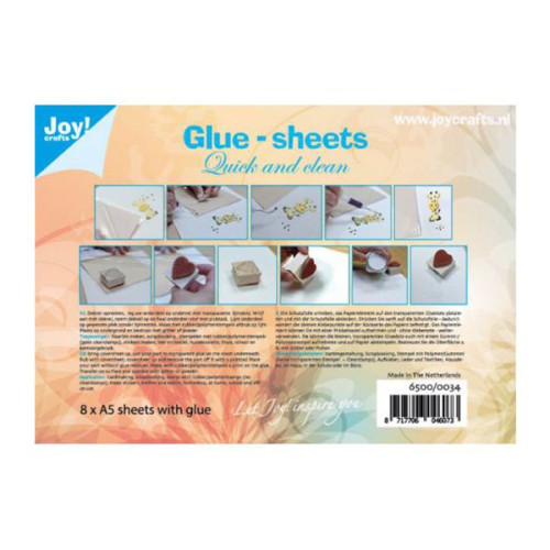 JOY CRAFTS GLUE - SHEETS 8 X A5 - 6500/0034