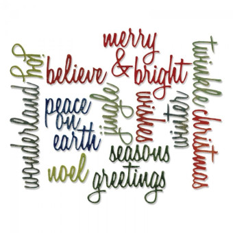 SIZZIX THINLITS DIES FOR CUTTING - HOLIDAY WORDS: SCRIPT
