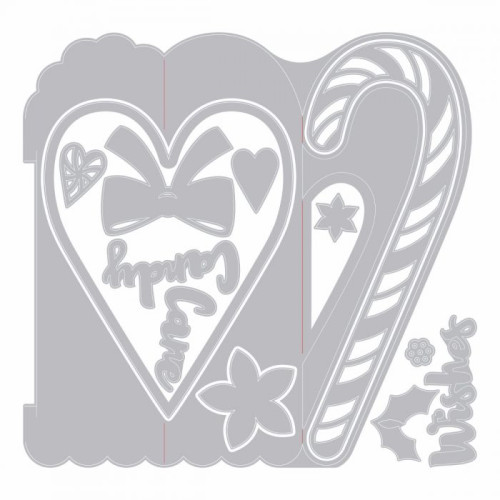 SIZZIX THINLITS DIES FOR CUTTING - CARD, CANDY CANE FOLD