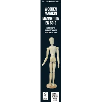 DALER ROWNEY WOODEN POSEABLE FEMALE MANNEQUIN H: 30 CM
