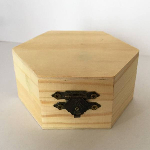 NEWART WOODEN BOX HEXAGONAL 10/10/6.5 CM - AS-WB16