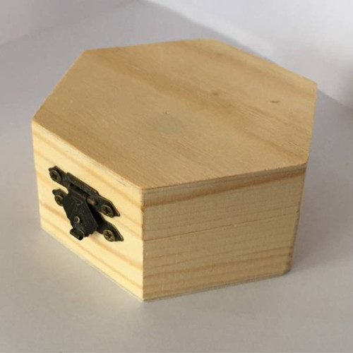 NEWART WOODEN BOX HEXAGONAL 10/10/6.5 CM - AS-WB16