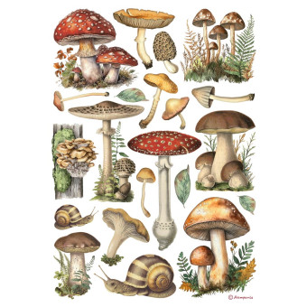 STAMPERIA MUSHROOMS ДЕКУПАЖНА ОРИЗОВА ХАРТИЯ А4-DFSA41000
