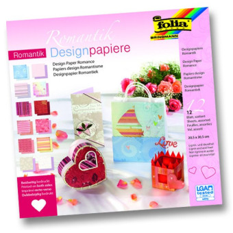 FOLIA DESIGN PAPER ROMANTIC 30.5/30.5 CM 12 SHEETS ASSORTED