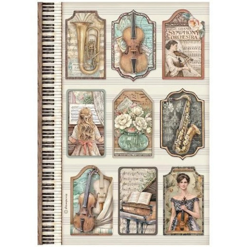 STAMPERIA SYMPHONY ДЕКУПАЖНА ХАРТИЯ 6БР. А4 DFSA4XSP