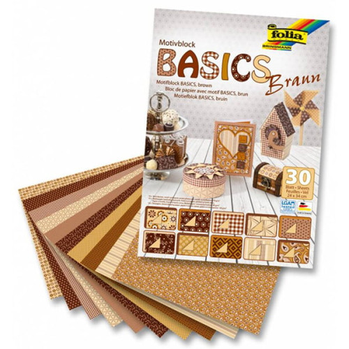 FOLIA БЛОКЧЕ С МОТИВИ ЗА ДЕКОРАЦИЯ КАФЯВО 24/34 СМ 30 Л