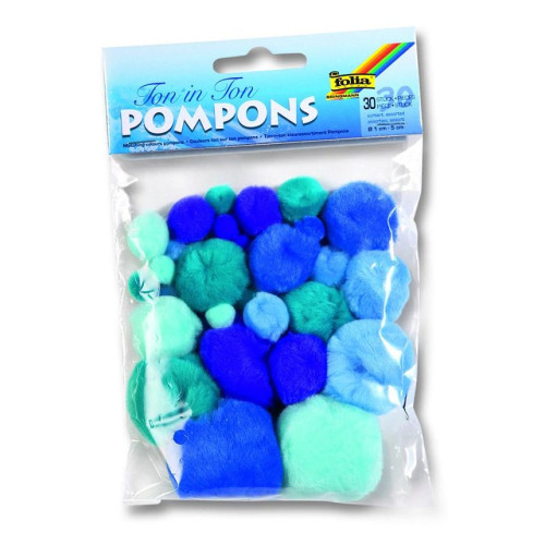 FOLIA POMPONS FOR DECORATION 30 PCS BLUE