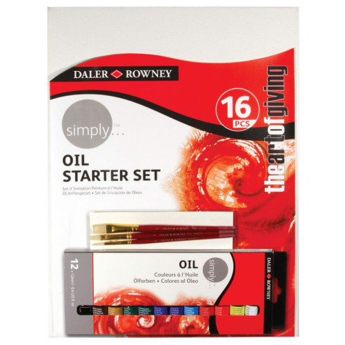 DALER ROWNEY OIL PAINT SET 12 COLORS X 12 ML WITH CANVAS