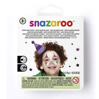 SNAZAROO FACE PAINT 3X3.75 G. + BRUSH AND SPONGE - JESTER