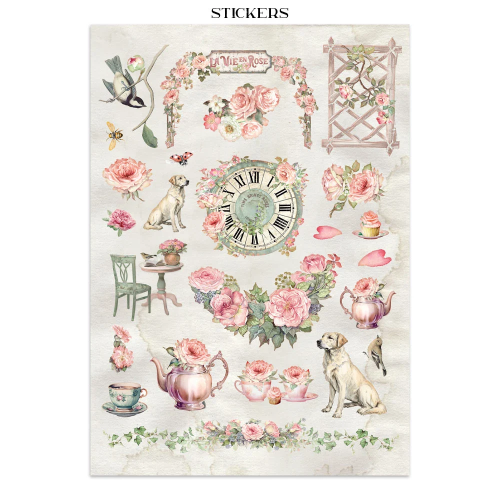 STAMPERIA HOUSE OF ROSES JUNK JOURNAL 8 КАРТИЧКИ 4 СТИКЕРА И 4 ИЗРЕЗКИ - SBJK19