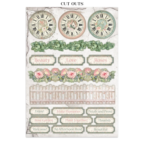 STAMPERIA HOUSE OF ROSES JUNK JOURNAL 8 КАРТИЧКИ 4 СТИКЕРА И 4 ИЗРЕЗКИ - SBJK19