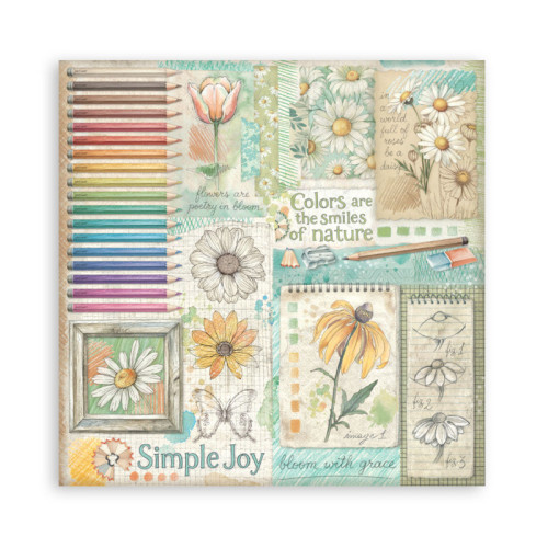 STAMPERIA DAISY ART BLOCK PAPER 20.3/20.3 CM - SBBSXB22