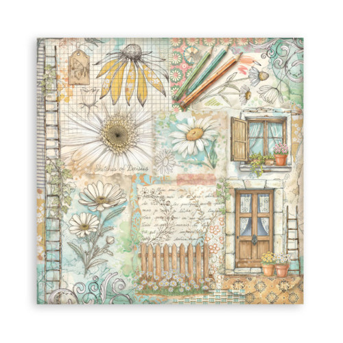 STAMPERIA DAISY ART BLOCK PAPER 20.3/20.3 CM - SBBSXB22