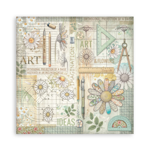 STAMPERIA DAISY ART BLOCK PAPER 20.3/20.3 CM - SBBSXB22