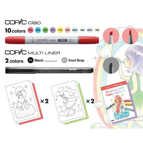 COPIC CIAO SET - 12 COLORS SPARKLE SET
