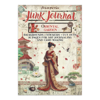 STAMPERIA ORIENTAL GARDEN JUNK JOURNAL 8 CARDS 4 STICKERS AND 4 CUTOUTS - SBJK26