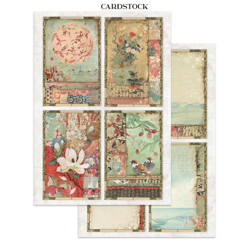 STAMPERIA ORIENTAL GARDEN JUNK JOURNAL 8 КАРТИЧКИ 4 СТИКЕРА И 4 ИЗРЕЗКИ - SBJK26