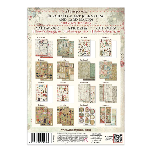 STAMPERIA ORIENTAL GARDEN JUNK JOURNAL 8 КАРТИЧКИ 4 СТИКЕРА И 4 ИЗРЕЗКИ - SBJK26