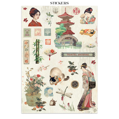 STAMPERIA ORIENTAL GARDEN JUNK JOURNAL 8 КАРТИЧКИ 4 СТИКЕРА И 4 ИЗРЕЗКИ - SBJK26