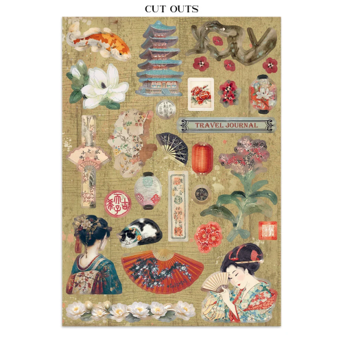 STAMPERIA ORIENTAL GARDEN JUNK JOURNAL 8 КАРТИЧКИ 4 СТИКЕРА И 4 ИЗРЕЗКИ - SBJK26