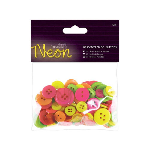 DOCRAFTS NEON MIX ASSORTED BUTTONS 50G - PMA 354323