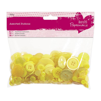 DOCRAFTS ASSORTED YELLOW BUTTONS 250G - PMA 354325