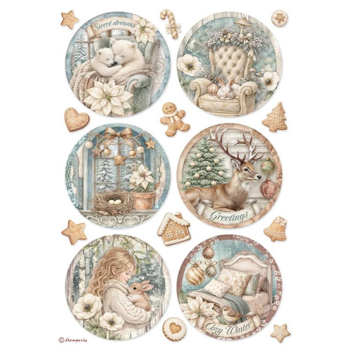 STAMPERIA WHITE CHRISTMAS ДЕКУПАЖНА ХАРТИЯ 6БР. А4 DFSA4XWG