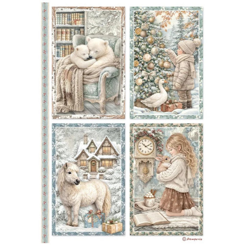 STAMPERIA WHITE CHRISTMAS ДЕКУПАЖНА ХАРТИЯ 6БР. А4 DFSA4XWG