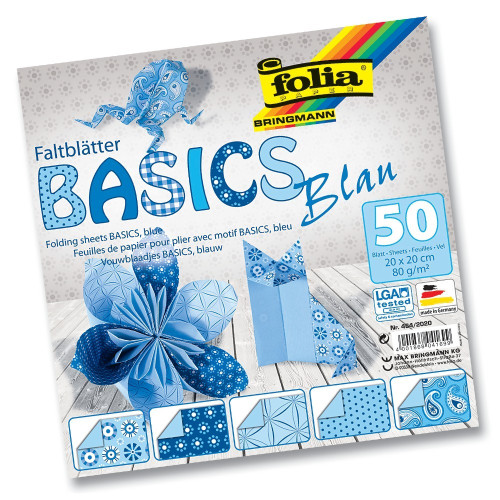 FOLIA ХАРТИЯ ЗА ОРИГАМИ СИНЯ 20/20 СМ 80 ГР 50 ЛИСТА