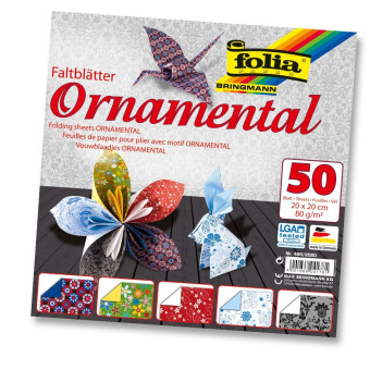 FOLIA ХАРТИЯ ЗА ОРИГАМИ ОРНАМЕНТИ 20/20 СМ 80 ГР 50 ЛИСТА