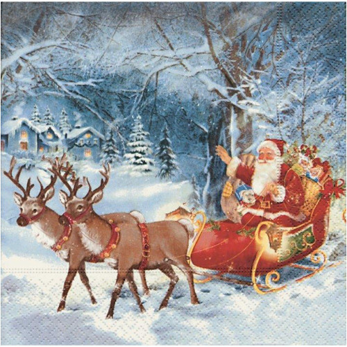 CREATIV САЛФЕТКИ ЗА ДЕКУПАЖ 3 СЛОЯ - SANTA ON TOUR