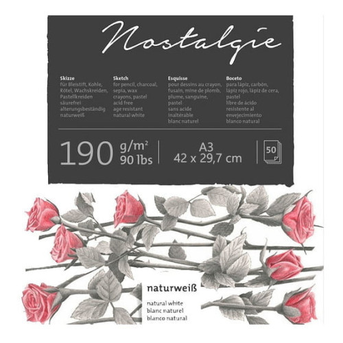 HAHNEMUHLE СКИЦНИК NOSTALGIE 190 GSM, 29.7/42 CM, A3, 50 Л