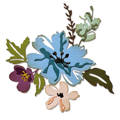 SIZZIX THINLITS DIES FOR CUTTING - BRUSHSTROKE FLOWERS #2