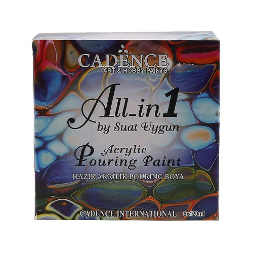 CADENCE ACRYLIC POURING PAINT SET ALL IN ONE, 6 X 120 ML.