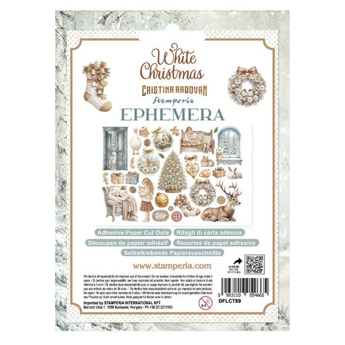 STAMPERIA WHITE CHRISTMAS EPHEMERA САМОЗАЛЕПВАЩИ КАРТОНЕНИ ФИГУРКИ - DFLCT89