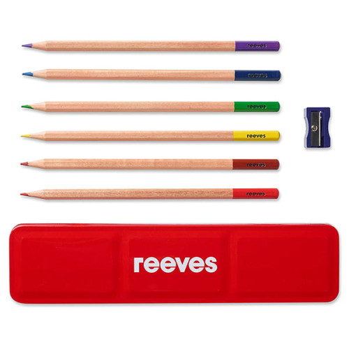 REEVES COLORED PENCILS IN METAL BOX 6 PCS + SHARPENER 8940544