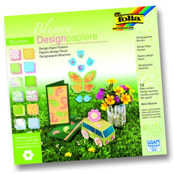 FOLIA DESIGN PAPER FOR FLOWERS 30.5/30.5 CM 12 SHEETS ASSORTED
